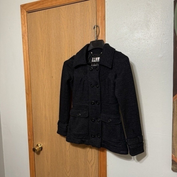 Billabong Jackets & Blazers - Billabong Small Black Double Breasted Long Sleeve Button-Front Peacoat - EUC